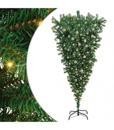 vidaXL Upside-down Artificial Pre-lit Christmas Tree with Ball Set