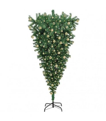vidaXL Upside-down Artificial Pre-lit Christmas Tree with Ball Set