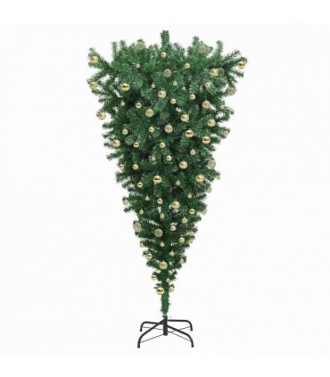 vidaXL Upside-down Artificial Pre-lit Christmas Tree with Ball Set