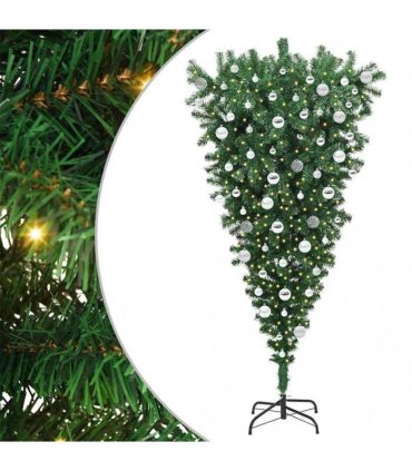 vidaXL Upside-down Artificial Pre-lit Christmas Tree with Ball Set