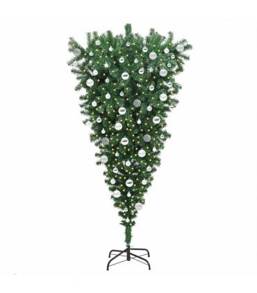 vidaXL Upside-down Artificial Pre-lit Christmas Tree with Ball Set