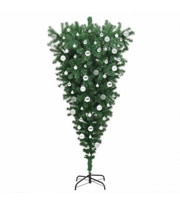vidaXL Upside-down Artificial Pre-lit Christmas Tree with Ball Set