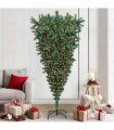 vidaXL Upside-down Artificial Pre-lit Christmas Tree with Ball Set
