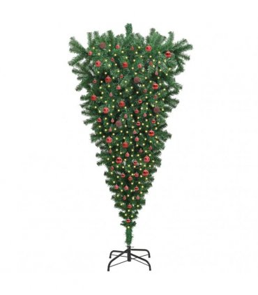 vidaXL Upside-down Artificial Pre-lit Christmas Tree with Ball Set