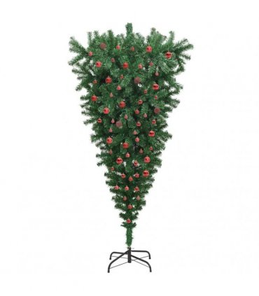 vidaXL Upside-down Artificial Pre-lit Christmas Tree with Ball Set