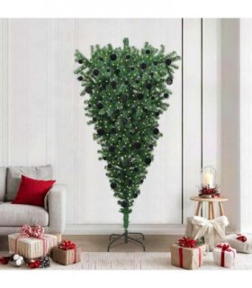 vidaXL Upside-down Artificial Pre-lit Christmas Tree with Ball Set
