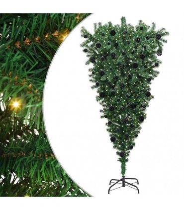 vidaXL Upside-down Artificial Pre-lit Christmas Tree with Ball Set