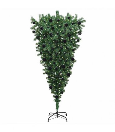 vidaXL Upside-down Artificial Pre-lit Christmas Tree with Ball Set