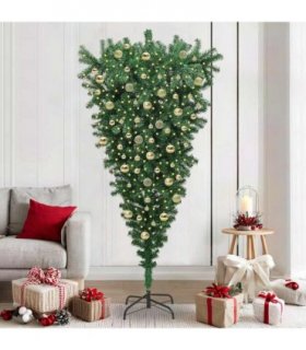 vidaXL Upside-down Artificial Pre-lit Christmas Tree with Ball Set