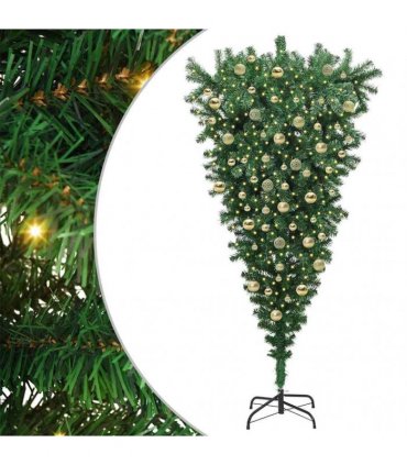 vidaXL Upside-down Artificial Pre-lit Christmas Tree with Ball Set