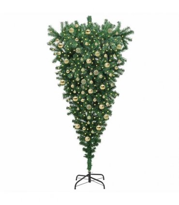 vidaXL Upside-down Artificial Pre-lit Christmas Tree with Ball Set