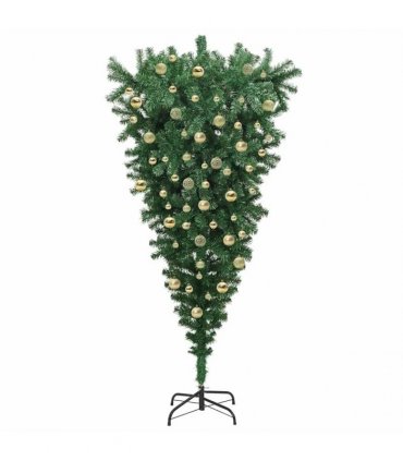 vidaXL Upside-down Artificial Pre-lit Christmas Tree with Ball Set