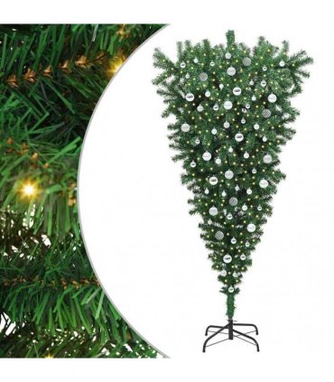 vidaXL Upside-down Artificial Pre-lit Christmas Tree with Ball Set