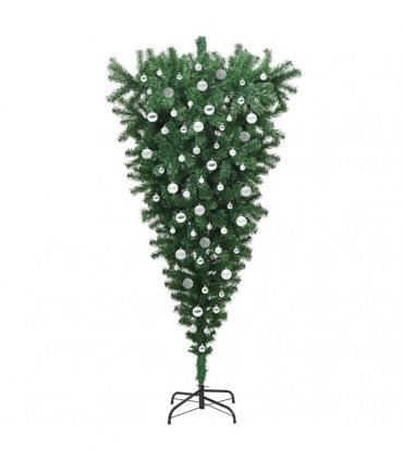 vidaXL Upside-down Artificial Pre-lit Christmas Tree with Ball Set