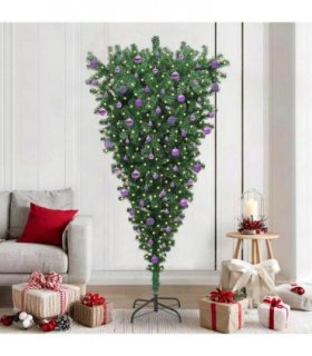 vidaXL Upside-down Artificial Pre-lit Christmas Tree with Ball Set