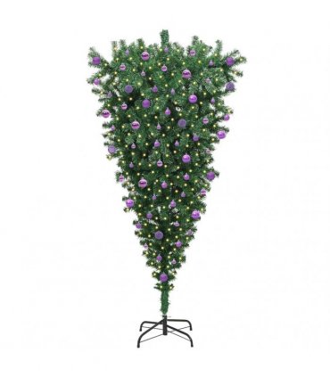 vidaXL Upside-down Artificial Pre-lit Christmas Tree with Ball Set
