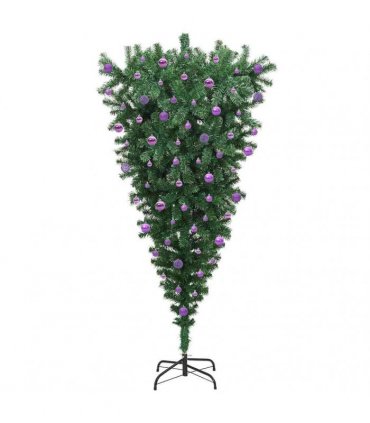 vidaXL Upside-down Artificial Pre-lit Christmas Tree with Ball Set