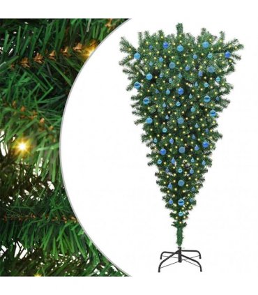 vidaXL Upside-down Artificial Pre-lit Christmas Tree with Ball Set