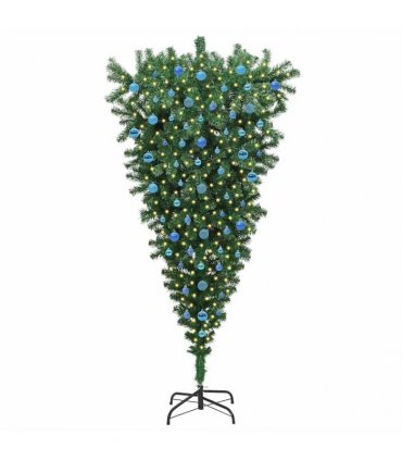 vidaXL Upside-down Artificial Pre-lit Christmas Tree with Ball Set
