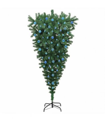 vidaXL Upside-down Artificial Pre-lit Christmas Tree with Ball Set