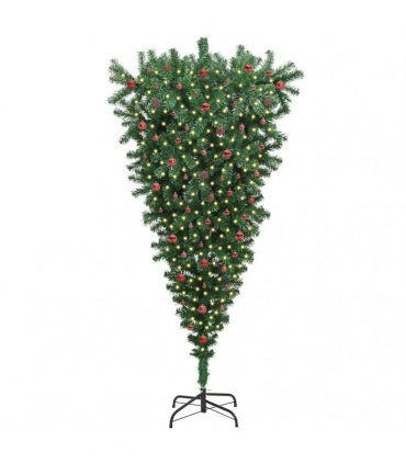 vidaXL Upside-down Artificial Pre-lit Christmas Tree with Ball Set