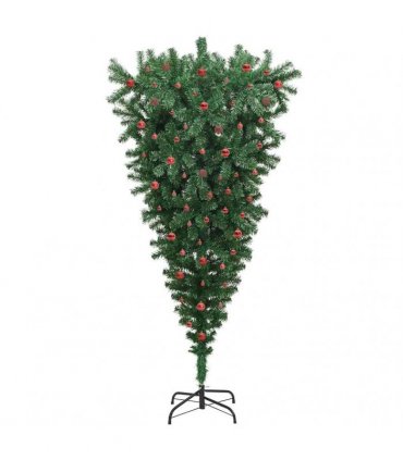 vidaXL Upside-down Artificial Pre-lit Christmas Tree with Ball Set