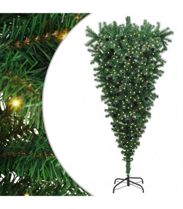 vidaXL Upside-down Artificial Pre-lit Christmas Tree with Ball Set