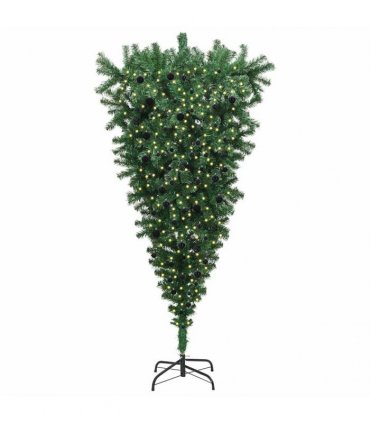 vidaXL Upside-down Artificial Pre-lit Christmas Tree with Ball Set