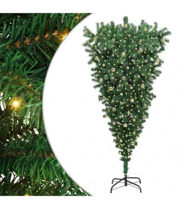 vidaXL Upside-down Artificial Pre-lit Christmas Tree with Ball Set