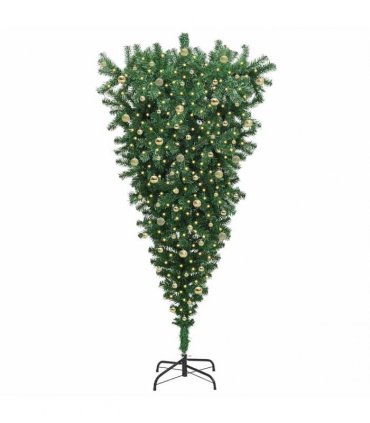 vidaXL Upside-down Artificial Pre-lit Christmas Tree with Ball Set