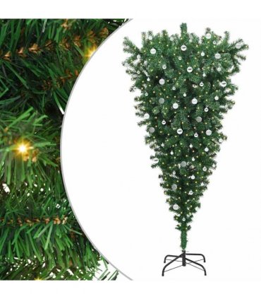 vidaXL Upside-down Artificial Pre-lit Christmas Tree with Ball Set