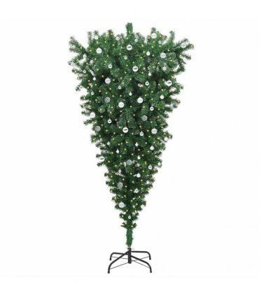 vidaXL Upside-down Artificial Pre-lit Christmas Tree with Ball Set
