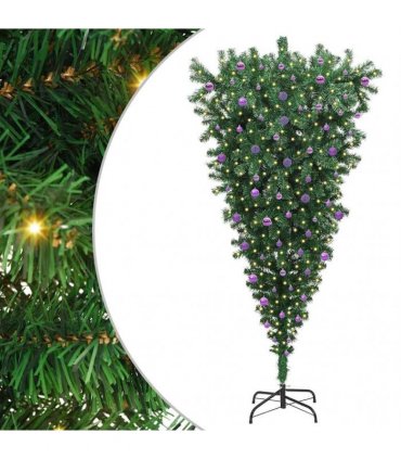 vidaXL Upside-down Artificial Pre-lit Christmas Tree with Ball Set