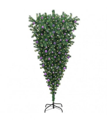 vidaXL Upside-down Artificial Pre-lit Christmas Tree with Ball Set