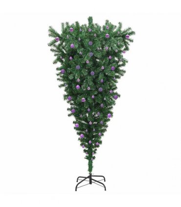 vidaXL Upside-down Artificial Pre-lit Christmas Tree with Ball Set
