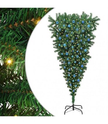 vidaXL Upside-down Artificial Pre-lit Christmas Tree with Ball Set