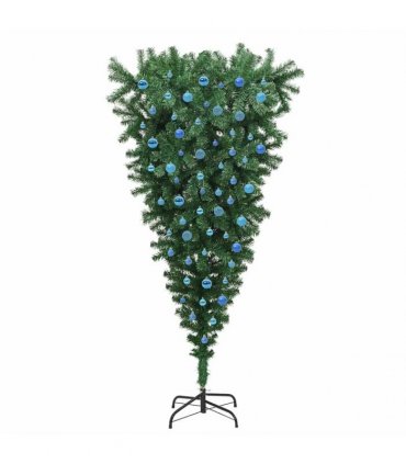 vidaXL Upside-down Artificial Pre-lit Christmas Tree with Ball Set