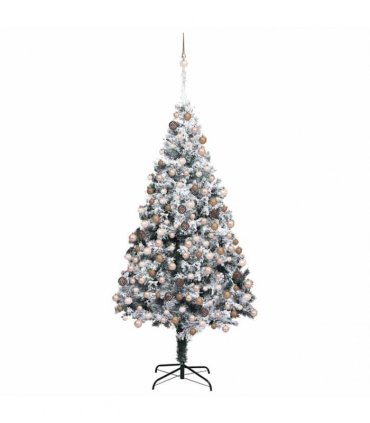 vidaXL Artificial Christmas Tree with 300 LEDs with Stand White 180 cm