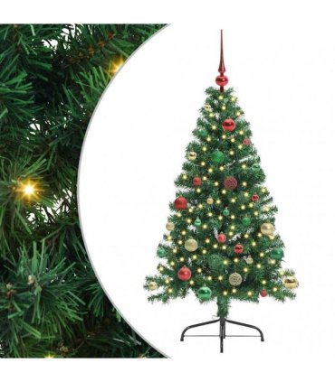 vidaXL Artificial Pre-lit Christmas Tree Green 150 cm PVC