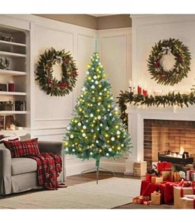 vidaXL Artificial Pre-lit Christmas Tree Green 180 cm PVC