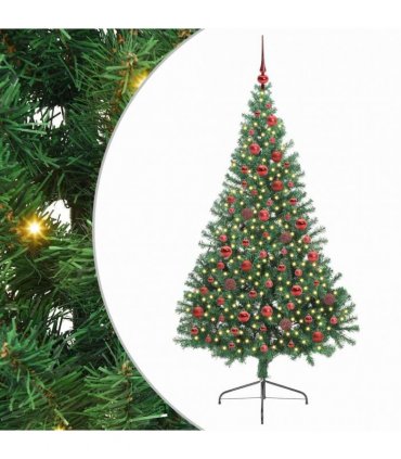 vidaXL Artificial Pre-lit Christmas Tree Green 180 cm PVC