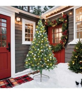 vidaXL Artificial Pre-lit Christmas Tree Green 210 cm PVC