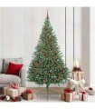 vidaXL Artificial Pre-lit Christmas Tree Green 210 cm PVC