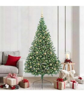vidaXL Artificial Pre-lit Christmas Tree Green 210 cm PVC