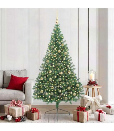 vidaXL Artificial Pre-lit Christmas Tree Green 210 cm PVC