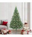 vidaXL Artificial Pre-lit Christmas Tree Green 210 cm PVC