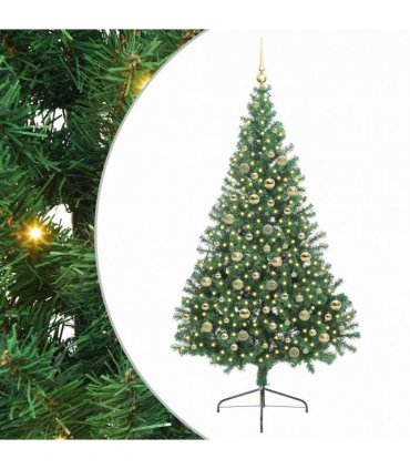 vidaXL Artificial Pre-lit Christmas Tree Green 210 cm PVC