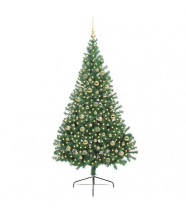 vidaXL Artificial Pre-lit Christmas Tree Green 210 cm PVC