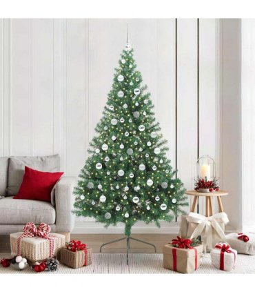 vidaXL Artificial Pre-lit Christmas Tree Green 210 cm PVC