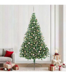 vidaXL Artificial Pre-lit Christmas Tree Green 240 cm PVC